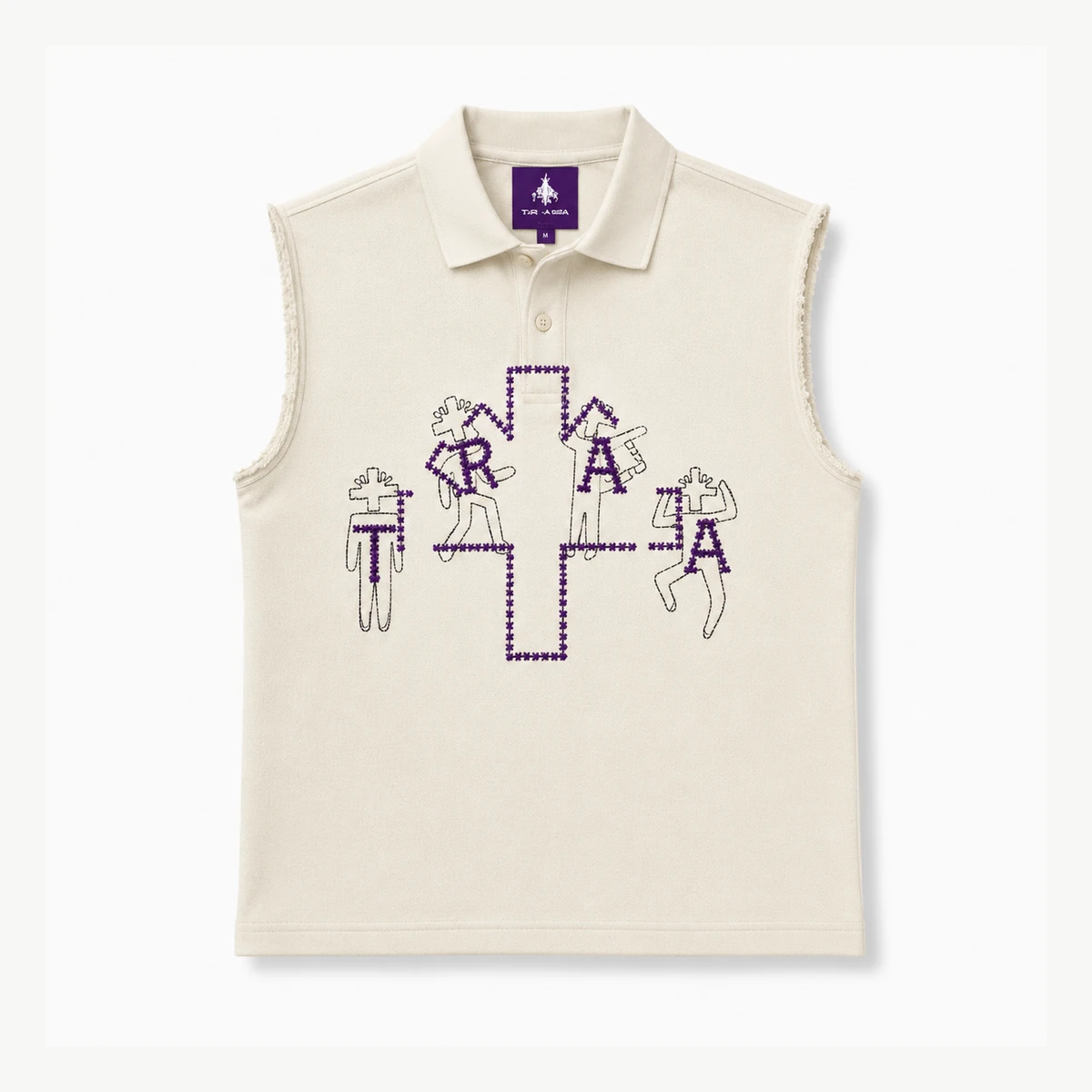 Traa Sleeveless Polo — Cream / Purple — alternate view